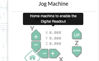 Digital read out showing live machine position in Easel