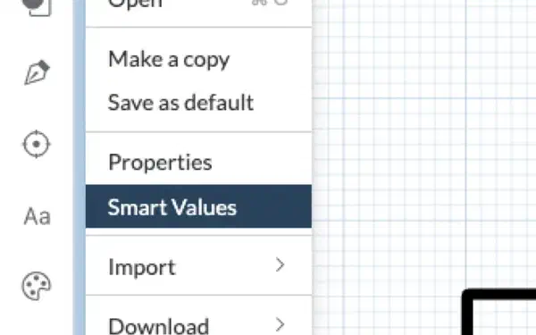 Smart Values panel with named reusable dimensions