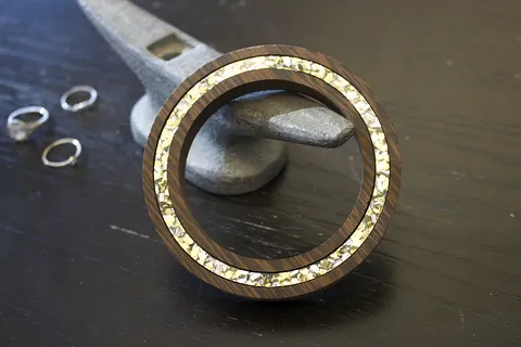 Wood Cuff Bracelet with Inlay