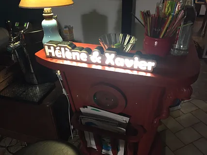 Helene & Xavier illuminated sign