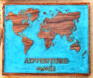 World map-epoxy inlay