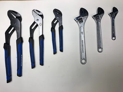 Foam tool cut out crescent and channel locks