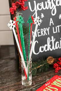 Acrylic Holiday Drink Stirrers/Markers