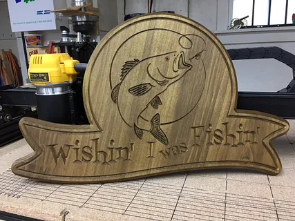 Father's Day Gift: Wishin' I was Fishin' sign