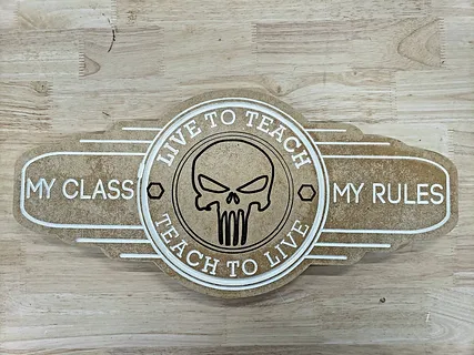 Punisher Teacher Sign V-Carving
