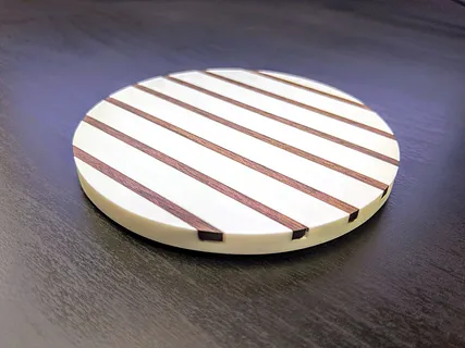 Corian Coasters with Walnut Inlay