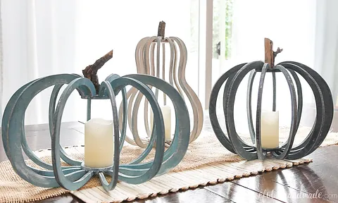 Wood Pumpkin Lanterns