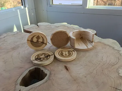 Set of 4 coasters with holder