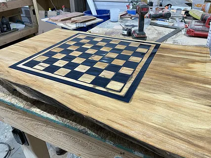 Epoxy Inlay Chess Board