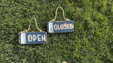 Open and Closed Signs with Place for Logo