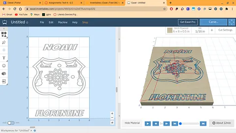 N Florentine P blue Name plate
