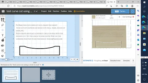 test curve cut using a circle to oval