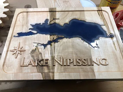 Lake Nipissing Map with Epoxy Resin Fill