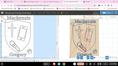 MG period 3 Family Crest  Easel & X-carve