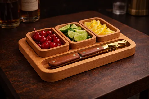 cherry bar tray with garnish  cups