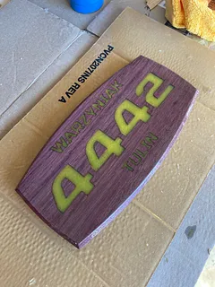 LSU Mailbox Numbers in Purple Heart and Yellow Epoxy Resin